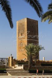 Image du Maroc Professionnelle de  Colonnes et minaret de la mosquée (Tour Hassan) qui fut construite à la fin du XIIe siècle par le Sultan Yacoub el Mansour (dynastie Almohade) désireux de construire la plus grande mosquée du monde doté de 400 colonnes, la construction n’a pas été achevé suite à la mort du sultan en 1199, La tour Hassan est le symbole de Rabat son esplanade abrite le Mausolée Mohammed V de Rabat, Jeudi 20 Octobre 2011. (Photo / Abdeljalil Bounhar)




